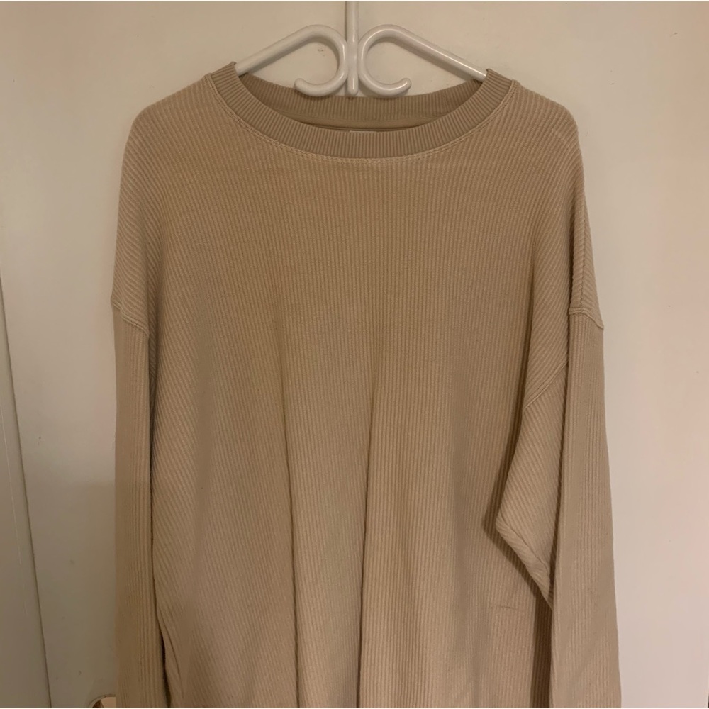 AERIE Beige Crew Neck Sweater